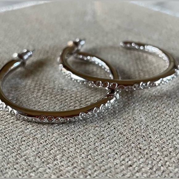 Swarovski Crystal and Silver Hoop Earrings - Picture 2 of 6